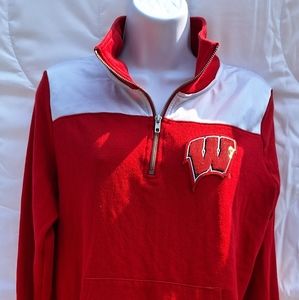 PINK Victoria's Secret 5th & Ocean Wisconsin Badgers 1/4 Zip Sweatshirt, Medium